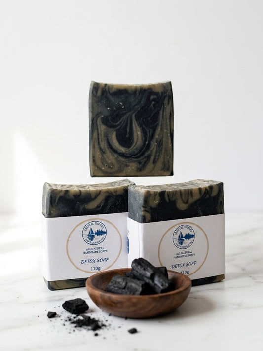 Detox Soap — handmade charcoal soap on marble