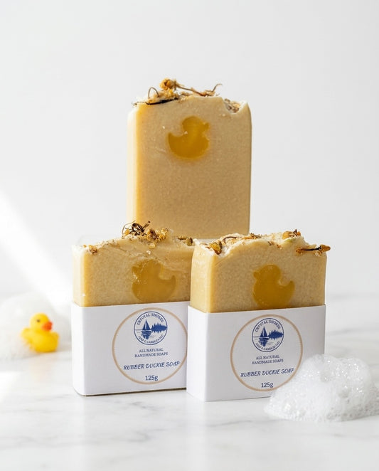Rubber Duckie Soap — handmade natural soap on marble