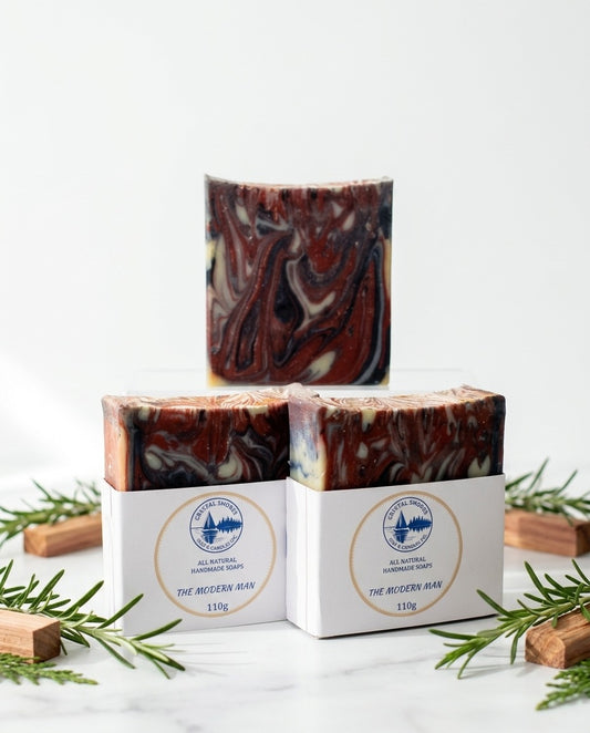The Modern Man — handmade soap on marble with rosemary and cedar